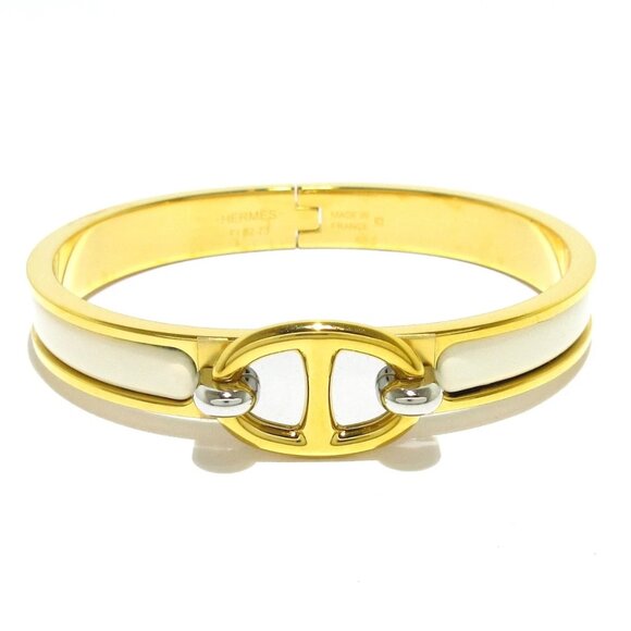 HERMES Chaine D'ancre Mini Click - Gold Cream Hardware  Bangle 899-080325 - Picture 1 of 7